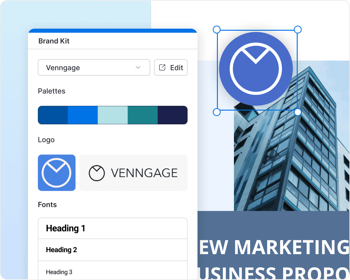 A design open in the Venngage editor with a comment thread open. A design open in the Venngage editor with a comment thread open.